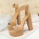 1550-1 Euro-American style thick-heeled super-thin high-heeled shoes Sexy nightclub women's shoes waterproof platform, open-toed leather belt buckle sandals