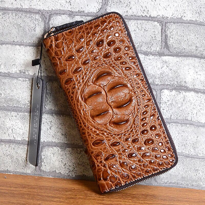 goods in stock wholesale Crocodile print genuine leather wallet have more cash than can be accounted for zipper man Hand cowhide Europe and America Grab bag