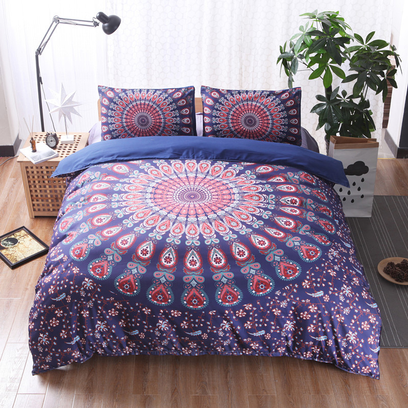 European And American Size Home Textile Bedding Bohemian Ethnic Style Three Piece Set