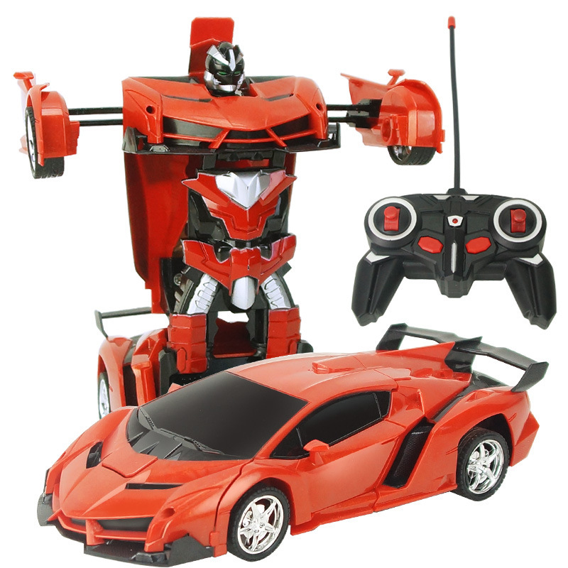 Learn wisdom 1: 18 Stone deformation Remote control car charge A key remote control Deformation car robot Toys