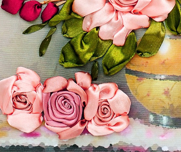 Oujin nianhua cinta Bordado color directo de fábrica impresión colgante pintura Rosa Sala entrada Decoración