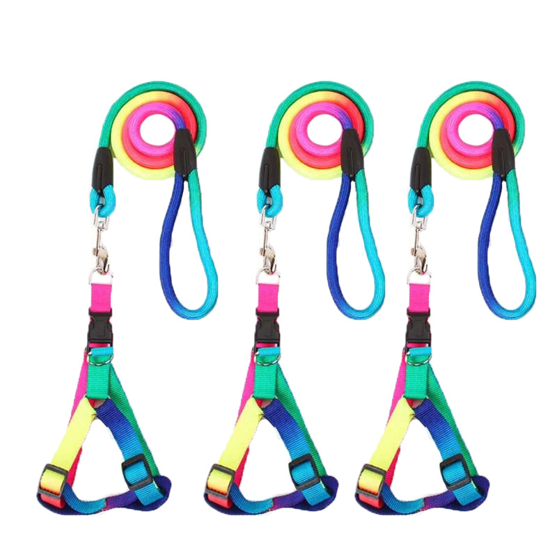 Mascota cuerda redonda colorida cuerda de tracción correa de pecho cuerda de perro Cadena de perro Peluche VIP correa de pecho cuerda de tracción colorida