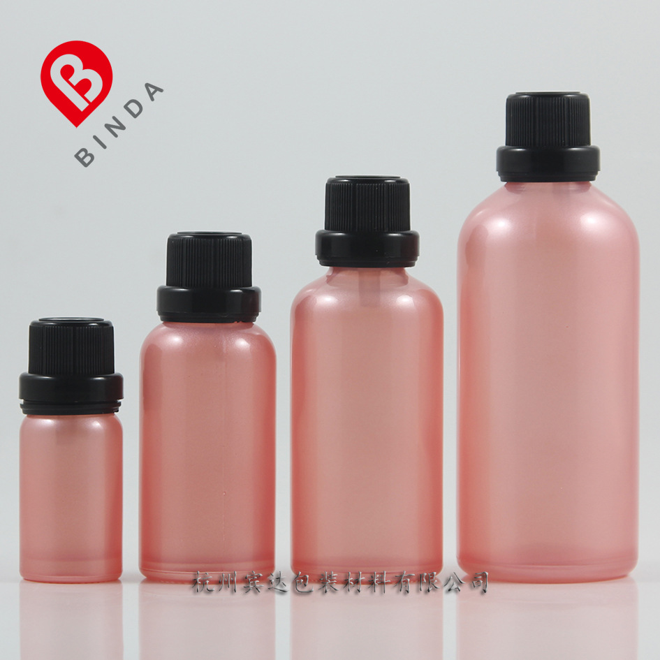杭州宾达 避光 抗腐蚀10/30/50/100ml粉红色喷涂玻璃精油瓶