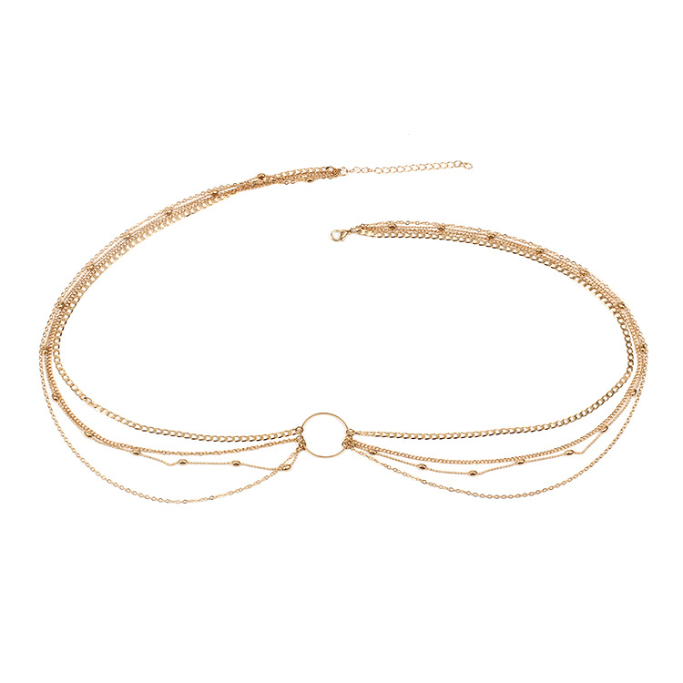 26g Weight Waist Chain Classification Women'S Gender Basic Style Gold Color  Fashion Trouser Chain Hand-woven Geometric Circle Metal Multi-layer Chain Waist Chain 无