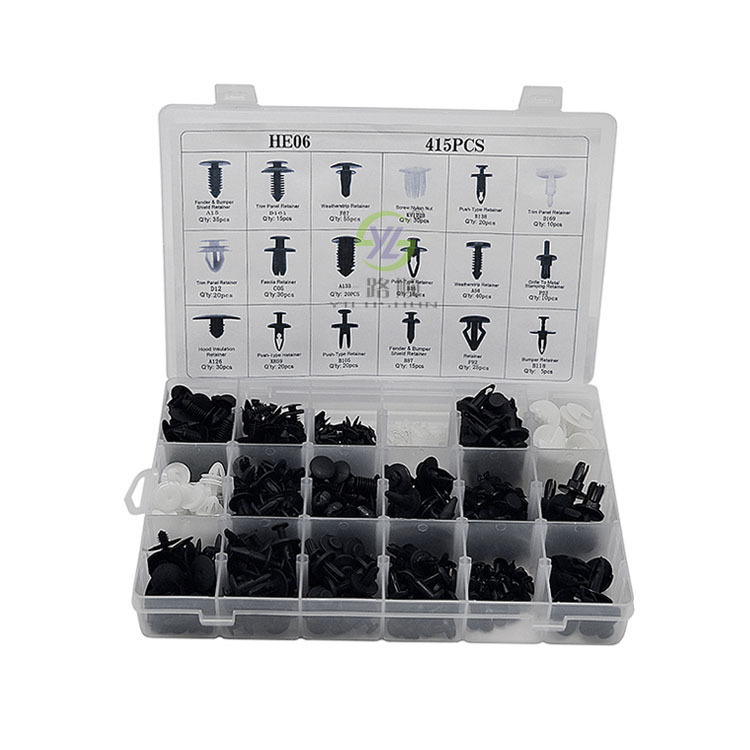 Adecuado para Ford 415 unids en caja hebilla combinación traje nylon clip plástico remache hebilla de expansión HE06