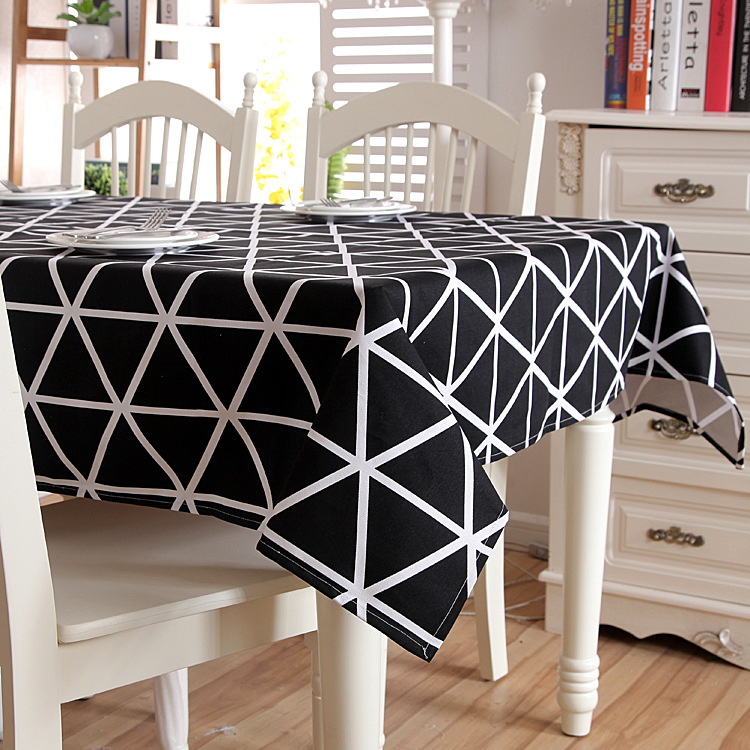 Modern Geometric Tablecloth Cotton Canvas For Kitchen And Dining_voghion.com