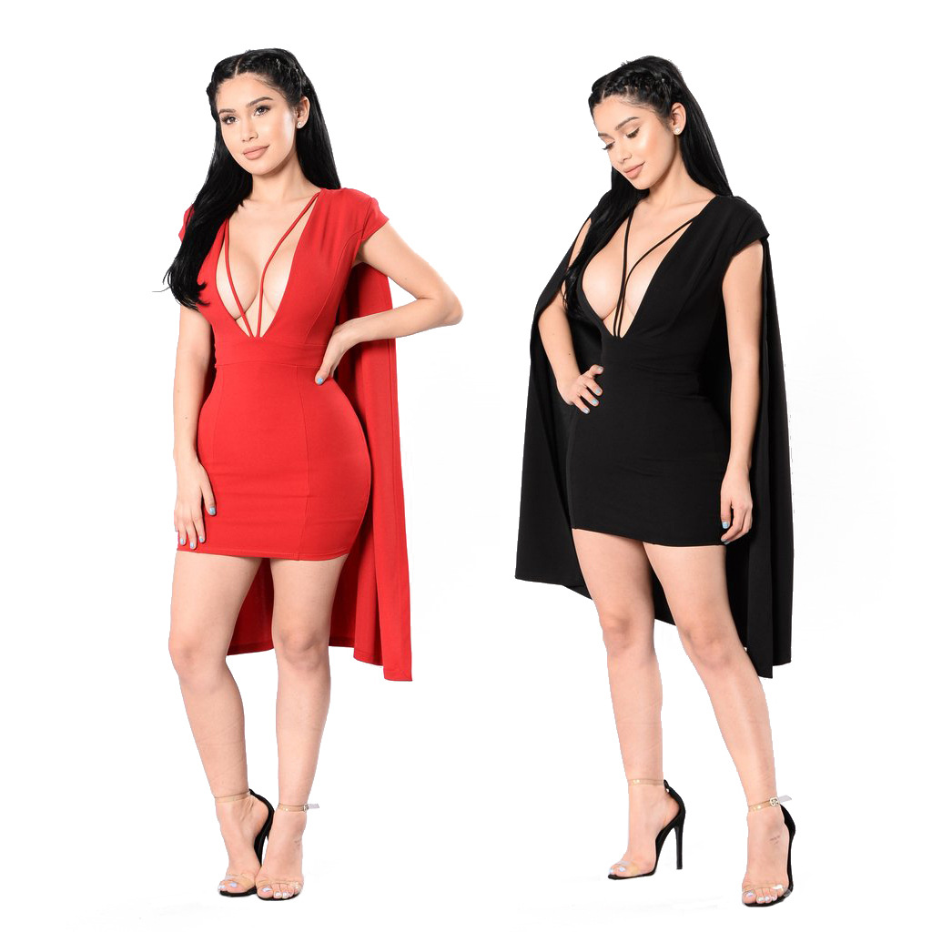 deep neck one piece dress