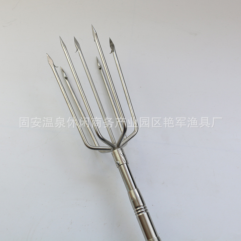 不锈钢鱼叉渔具配件捕鱼叉头7齿圆叉垂钓用品5齿扁叉大倒刺鱼叉头-阿里巴巴