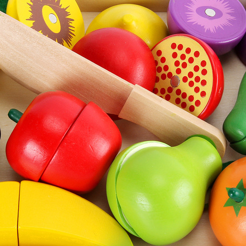 Wooden children's educational early education play house toys simulation fruit cut and watch game vegetable cut and cut fun wholesale