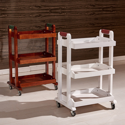 批發實木美容院小推車三層 帶抽屜紋繡推車美甲手推車美容車專用