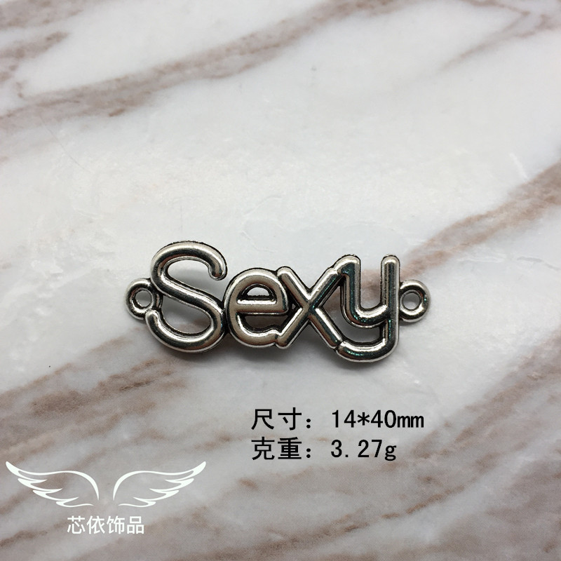 速卖通热销英文sexy双孔合金吊坠 项链挂件diy手工饰品配件