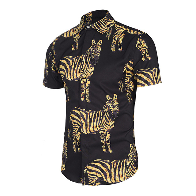 Fashion Summer Fashion Brand Shirts with 3D Zebra Printed Shirts