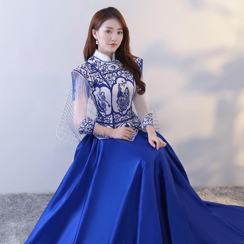 blue porcelain maxi dress Porcelain Wave Pleated Midi Dress L main image 1