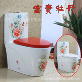 Сине-белый керамический беззвучный туалет, ручная роспись