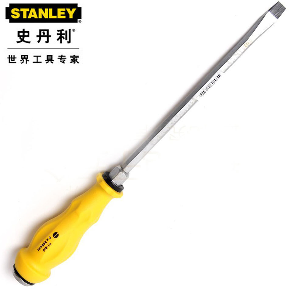 史丹利一字加力通头螺丝批8*200mm可敲击螺丝刀穿心起子61-893-23