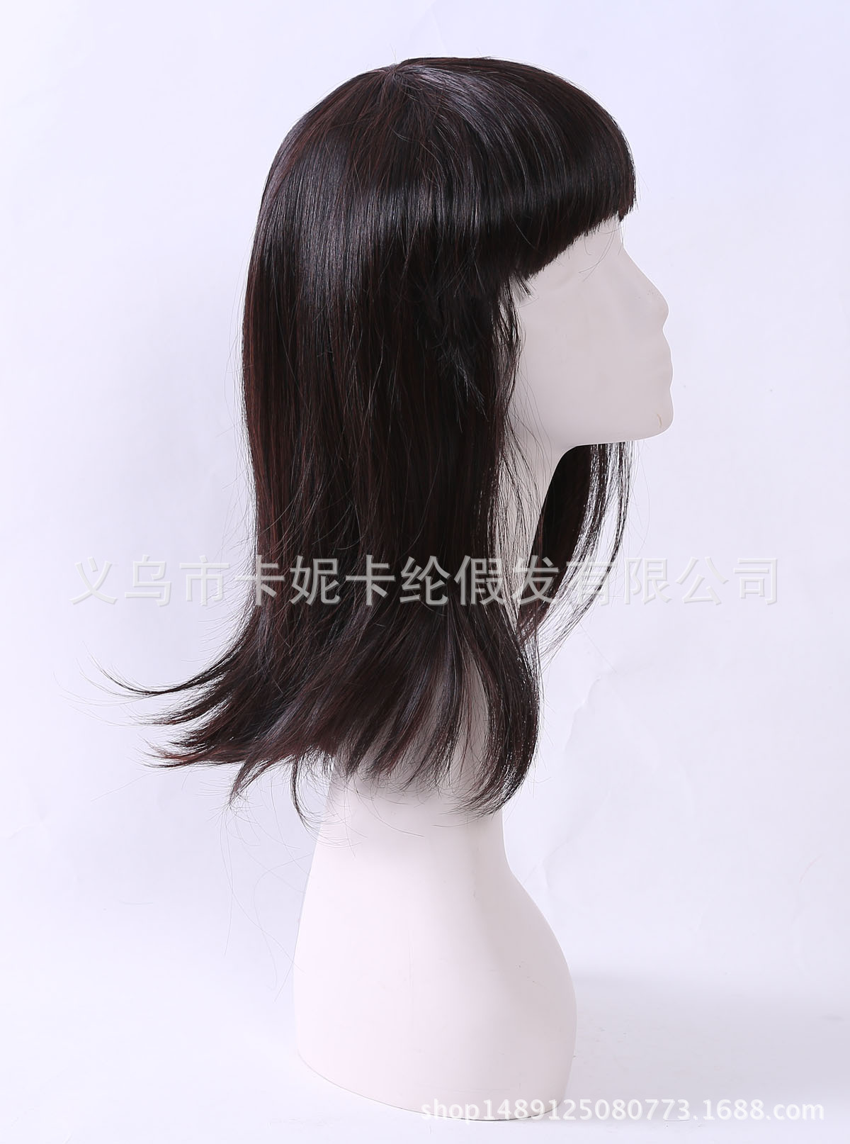 Peluca de moda popular peluca recta de longitud media para mujer flequillo peluca de cuero cabelludo realista para mujer