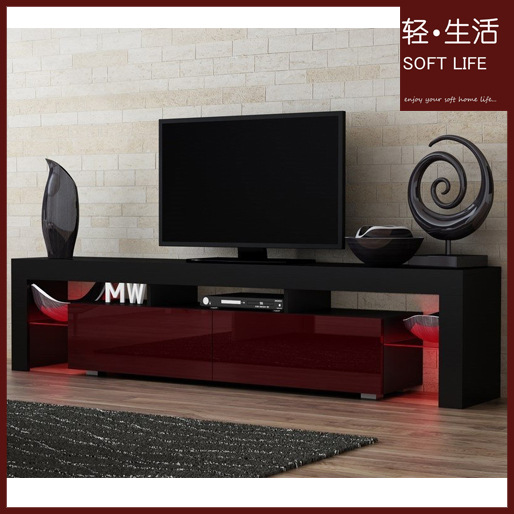 [Light Life Home] placa simple moderna Exportación de comercio exterior de alto brillo brillante luz LED TV gabinete visual image 4