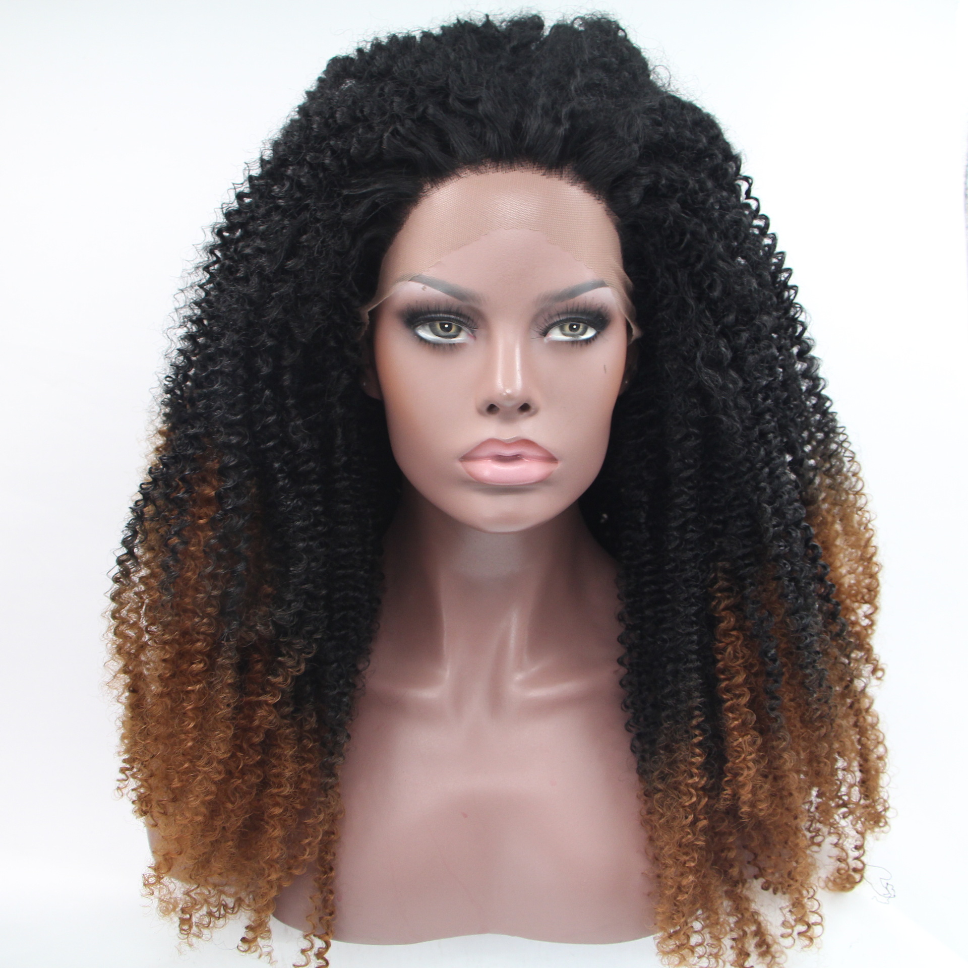 Perucas de cabello de seda de alta temperatura, cabello real, exportación de cabello rizado largo y multicolor.