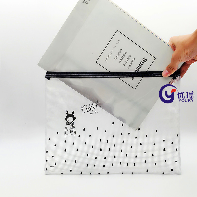 厂家批发透明清新PVC笔袋 PVC文具袋 学生文件袋资料袋拉