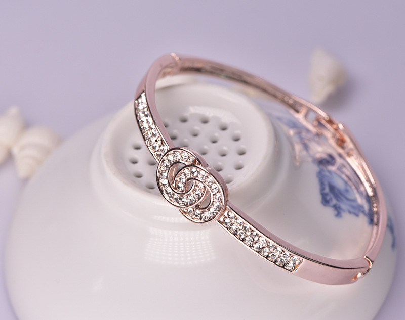 Double Ring Gemstone Bangle Bracelet For Women Elegant Jewelry_voghion.com