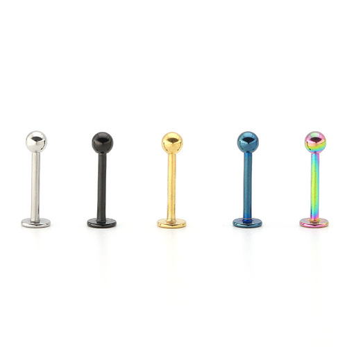 Amazon European and American titanium steel stainless steel round ball lip nails punk jewelry body piercing jewelry factory direct sales