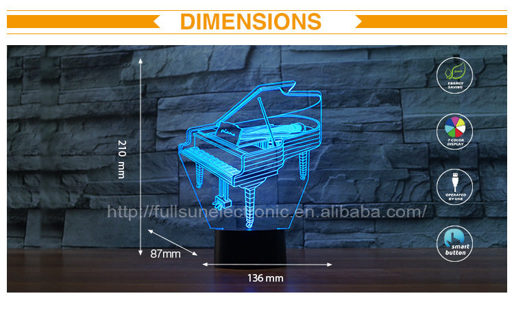 Lampe LED 3D en forme de Piano - Ref 3424161 Image 10