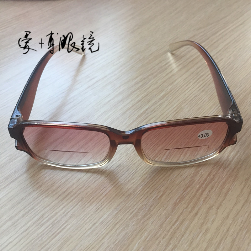2019新地摊双光老花镜茶色渐变韩国纳米磁疗可看近看远双光老花镜