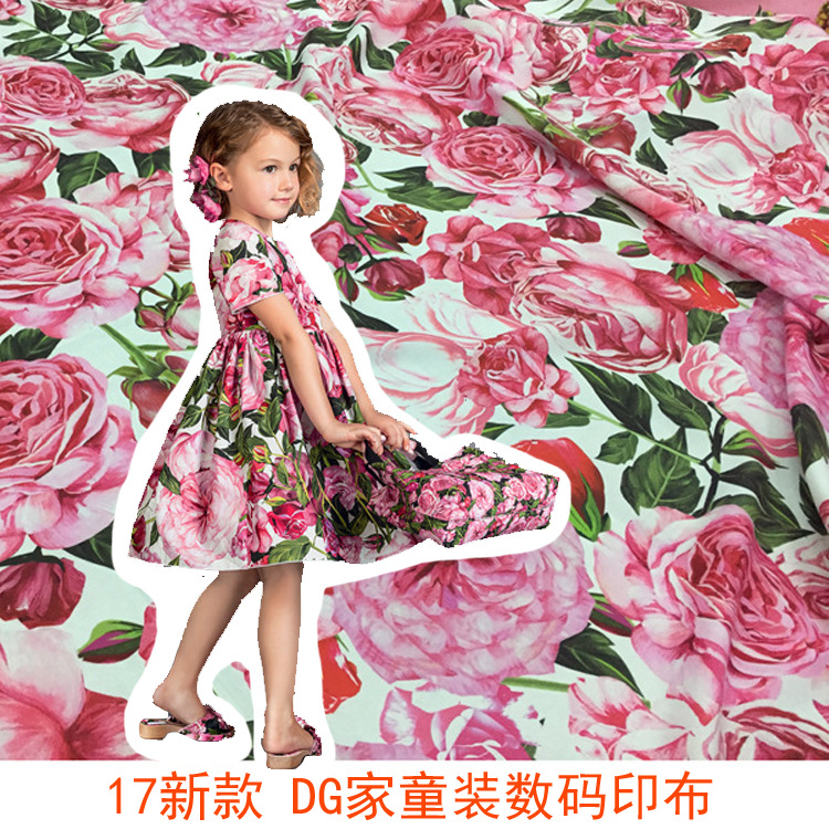 2018春夏季新款D家仿棉童装数码印花时装面料布料加工批发市场