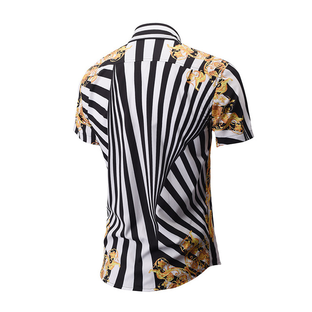 New Creative Stripe 3D Printed Shirt Street Brand Fashion Shirt 