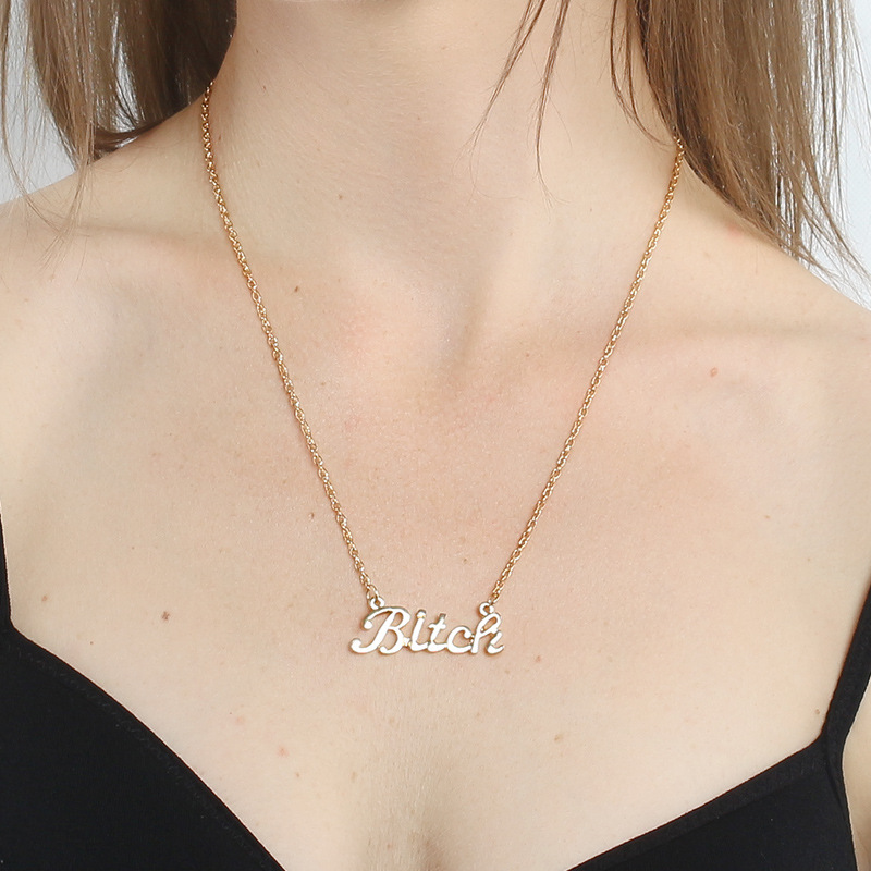 Collar Con Colgante De Palabra De Costura De Letra Simple display picture 1