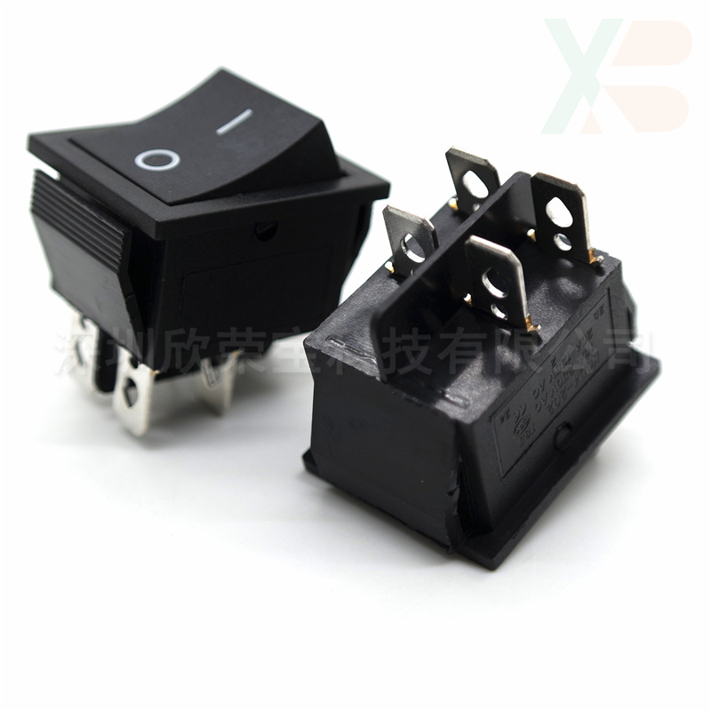 船型开关翘班开关 电源控制开关大船型KCD4二档四脚全黑全铜32x25