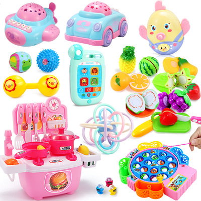 多種功能嬰兒早教益智玩具牙膠搖鈴安撫故事機過家家廚台切水果