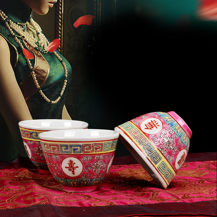 Jingdezhen Ceramic teacup Revolution ceramics teacup Hand drawn Wanshouwujiang teacup No.2