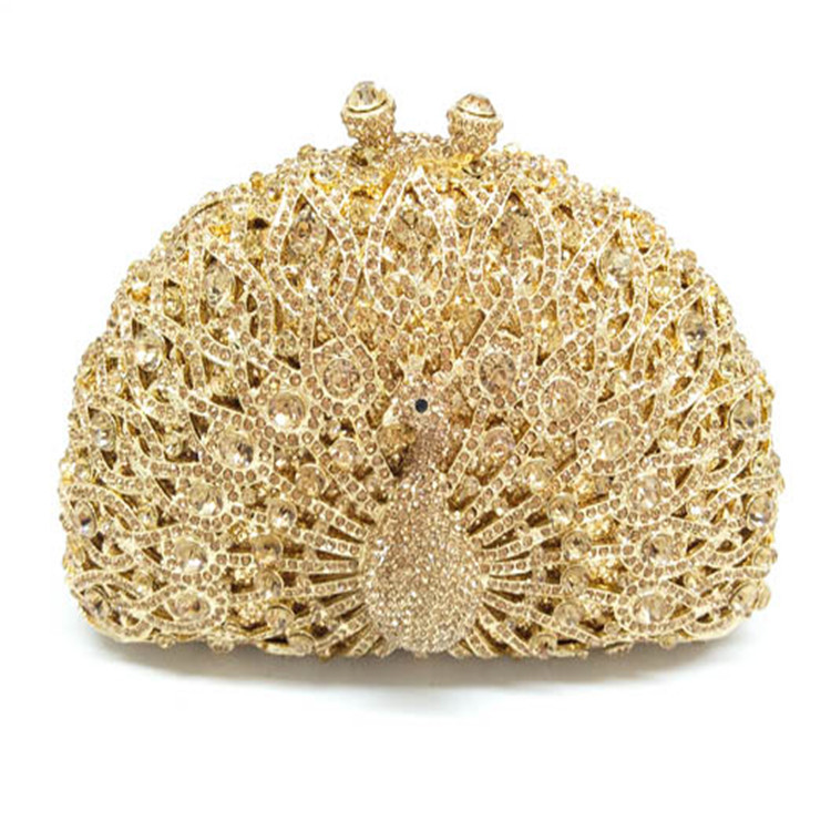 Fashion Women's Bag New Metal Peacock Dinner Bag Rhinestone Clutch Bag Ladies Evening Bag display picture 9