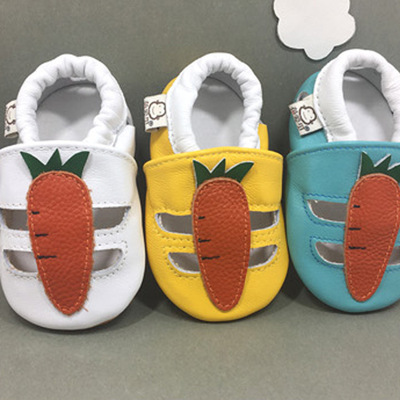 蓓爱贝真皮学步婴儿鞋 真皮胶底卡通图案婴儿学步凉鞋一件代发|ru