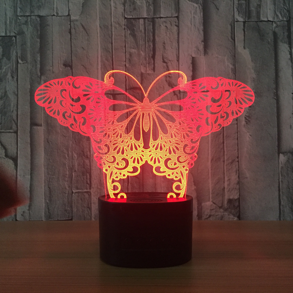 3D创意七彩小夜灯 简约触摸家居卧室USB供电