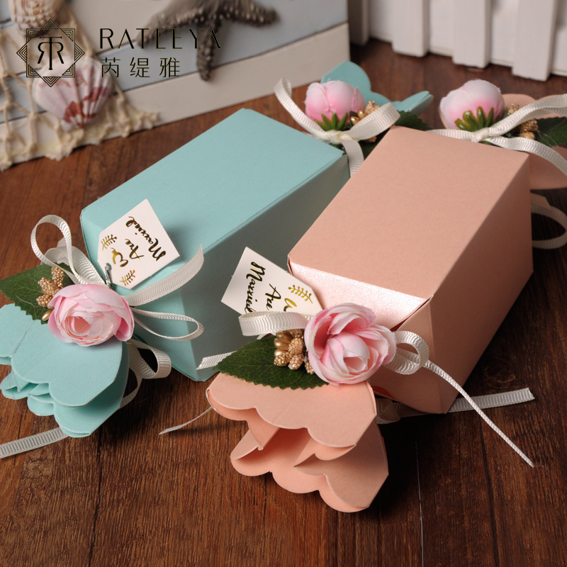 新款欧式创意糖果形喜糖盒个性结婚回礼盒手工DIY花苞纸质盒子|ru
