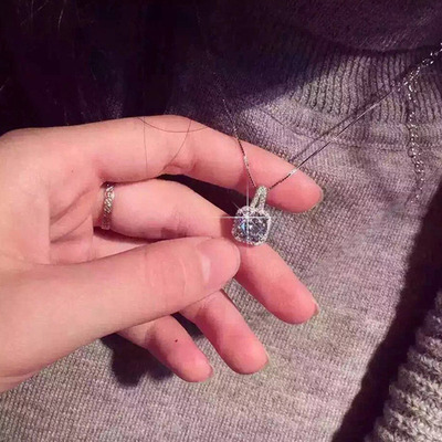 韩国高级感项链女简约短款锁骨链颈带锆石方钻吊坠颈链学生配饰|ms