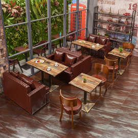 咖啡店沙发桌椅奶茶店西餐厅卡座沙发甜品店主题休闲餐饮家具