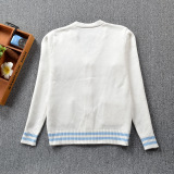 Детская японская мультяшная милая студенческая юбка в складку, трикотажный кардиган, с вышивкой