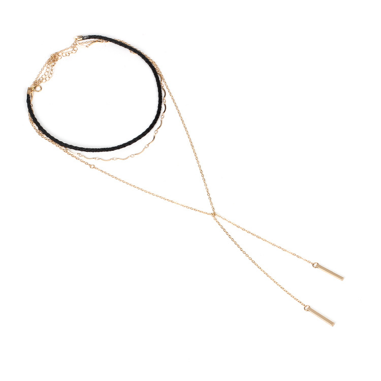 11g Weight Necklace Classification Wedding, Travel Occasion Printing Pattern Women'S Gender Gold Color Korean Velvet Multi-layer Handmade Chain Tassel Copper Necklace 4