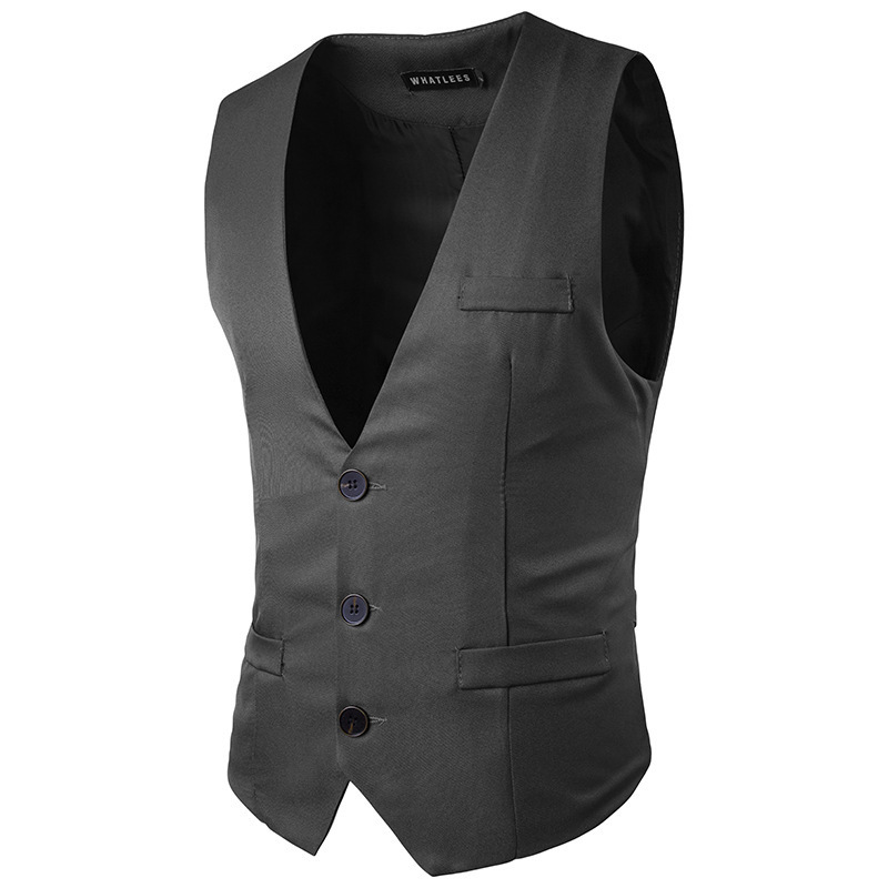 New spring 2020 new men's fashion slim fit single row three button solid color gentleman's suit vest