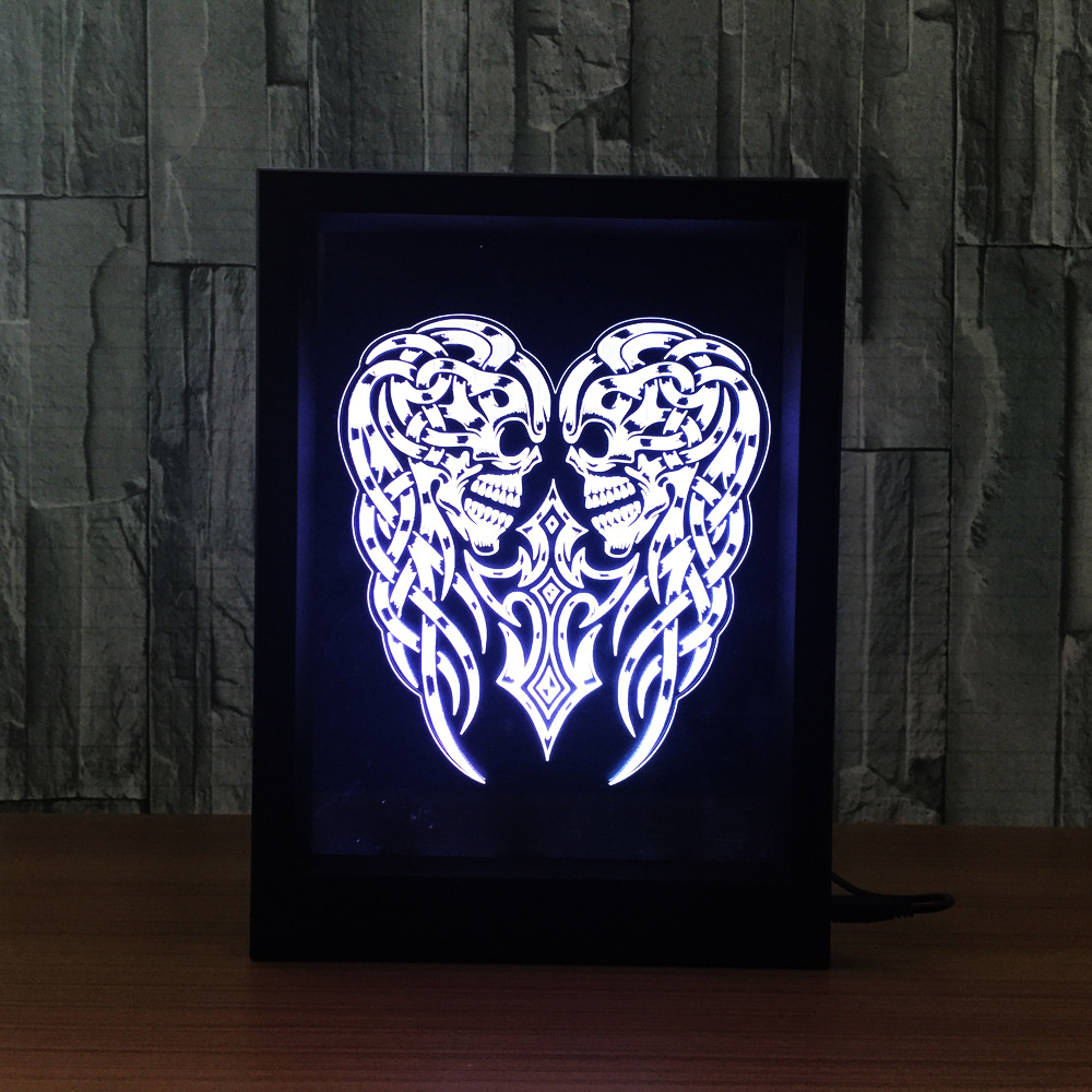 3d相框灯 创意相框灯 led相框灯惩罚面具骷髅头