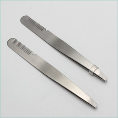 廠家 不鏽鋼批發眉鉗 美容工具 帶梳眉毛鑷子 梳子眉毛夾