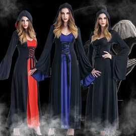 万圣节服装女巫婆服 黑色死神长裙吸血鬼欧洲宫廷cosplay舞会服装
