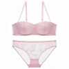 Wireless bra, underwear, set, European style, with embroidery