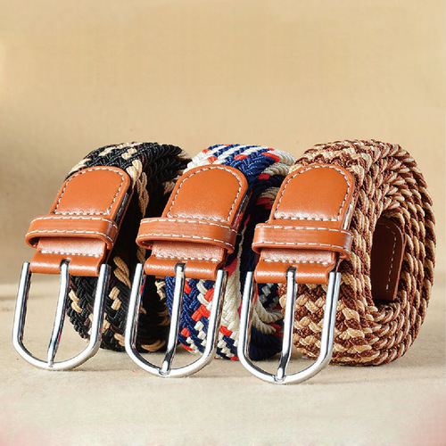 Network Women's Canvas Belt Men's Elastic Belt Casual Elastic Braided Pin Buckle Belt Wholesale