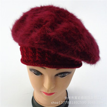 新款秋冬季时尚个性女士生帽子带内衬兔毛贝雷帽子批发