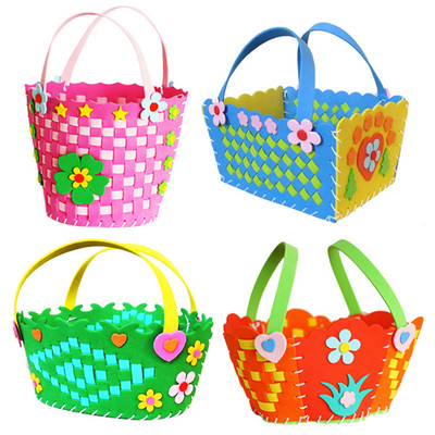 儿童DIY手工制作eva编织篮子手提花蓝幼儿园手工课材料包制作|ms