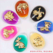 12生肖七彩吊坠 彩色吊坠  晶美金吊坠 义乌一元店地摊货源批发